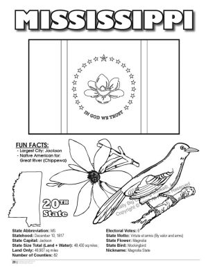 Mississippi State Coloring Book 8.5 x 11