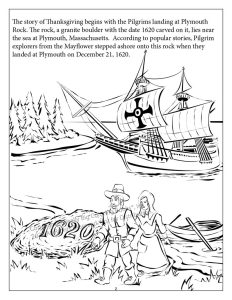 Plymouth Rock Thanksgiving Coloring Page