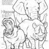 Elephant and Hippo Coloring Page
