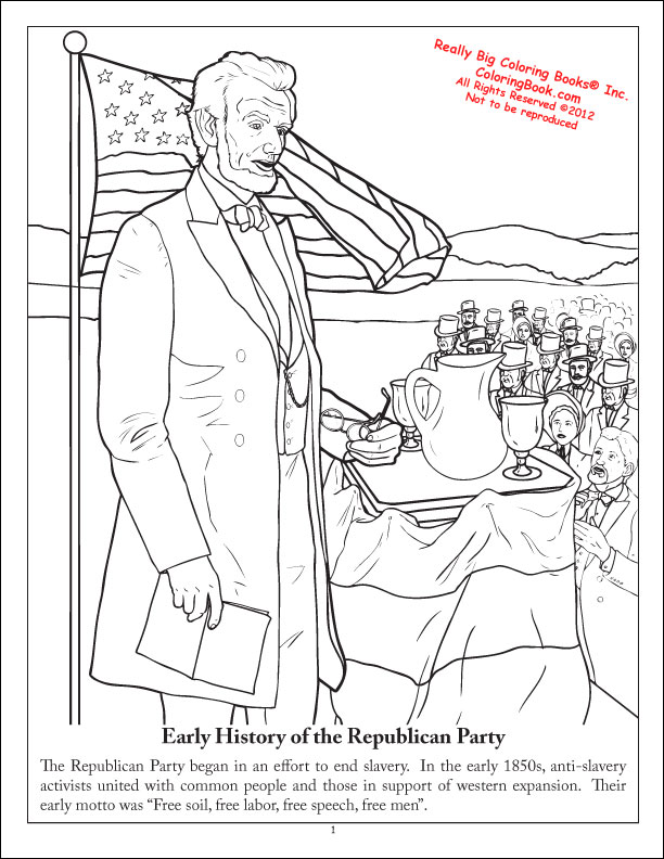 Early History of the Republican Party President Lincoln Coloring Page Republican Imprint Coloring Book