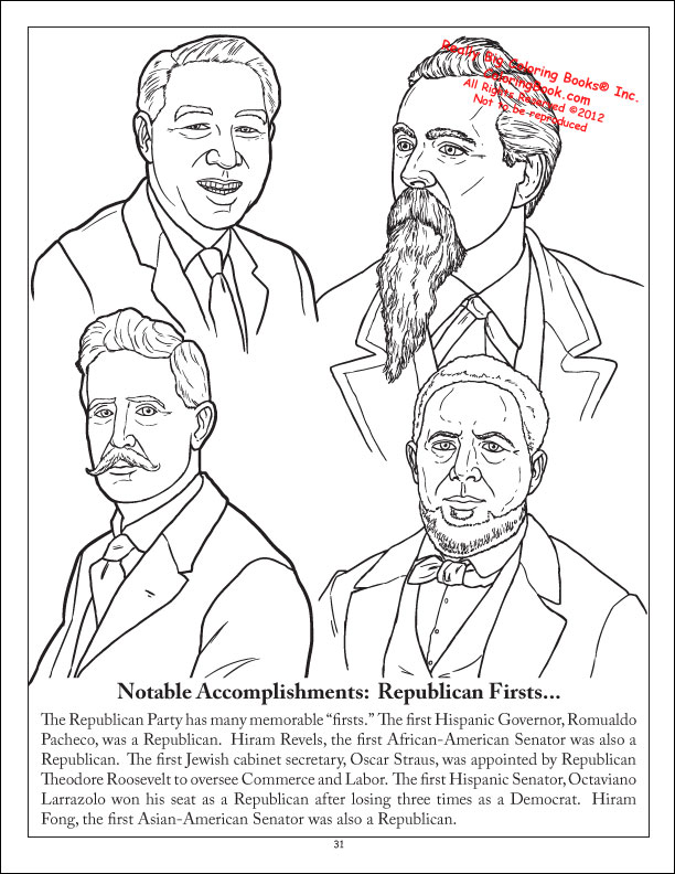 Notable Accomplishments and Firsts for the Republican Party Coloring Page Republican Imprint Coloring Book