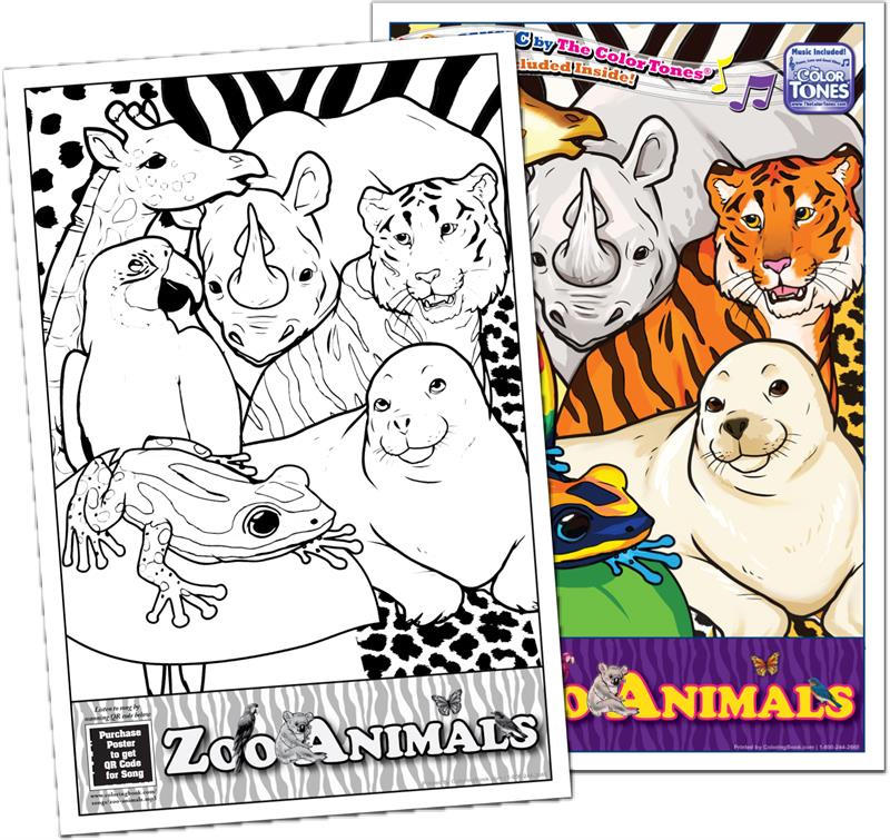 Animals at the Zoo Colorable Poster