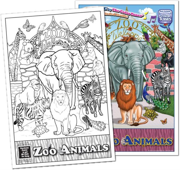 Zoo Animals Colorable Poster