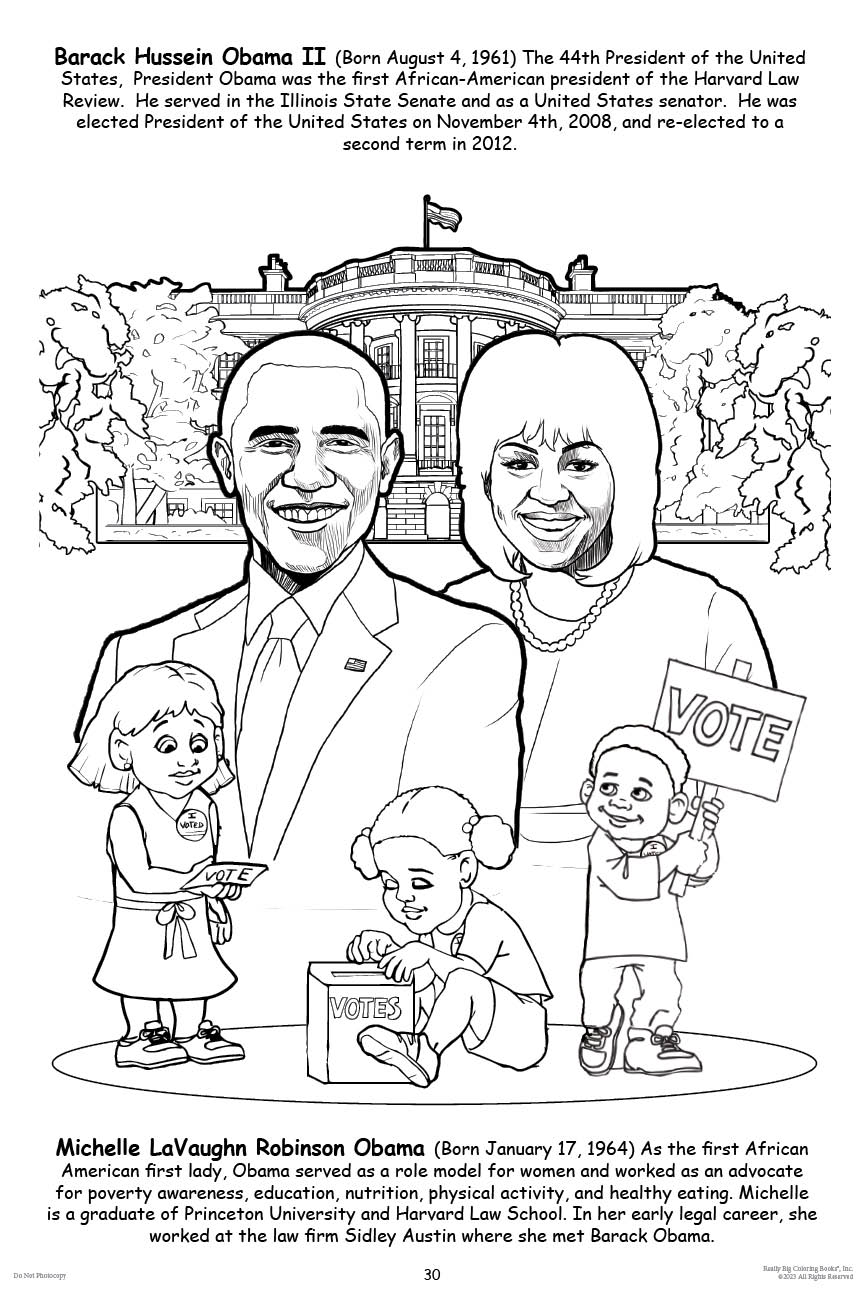 Barack and Michelle Obama Coloring Page