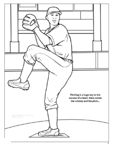 Baseball Imprint Coloring Book: Pitching Coloring Page