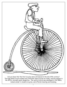 High Wheel Bicycle Coloring Page