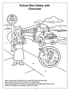 School Bus Safety with Chevrolet Coloring Page