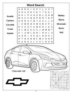Chevrolet Word Search Coloring Page