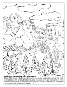 Mt Rushmore Coloring Page