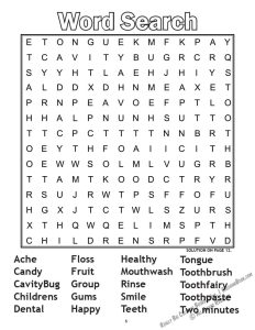 Children's Dental Group Coloring Page: Word Search