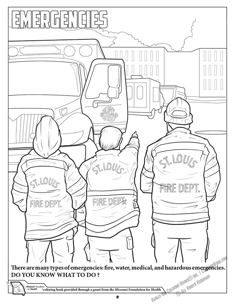 City of St. Louis Fire Department Coloring Page: Emergencies
