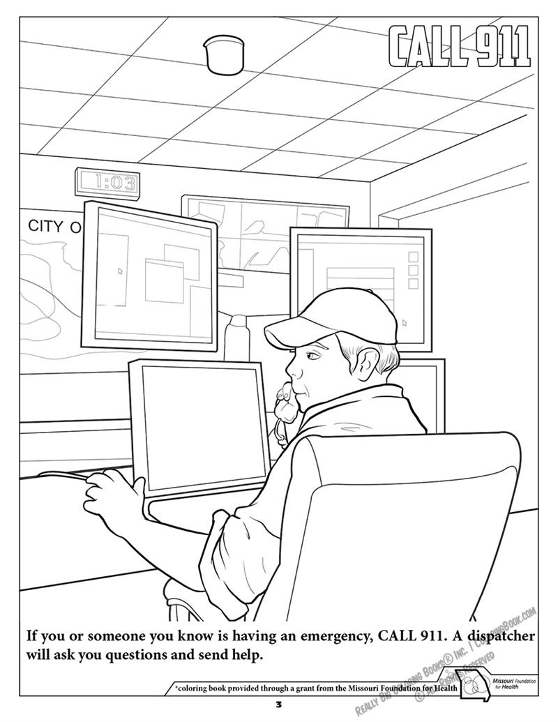 City of St. Louis Fire Department Coloring Page: Call 911