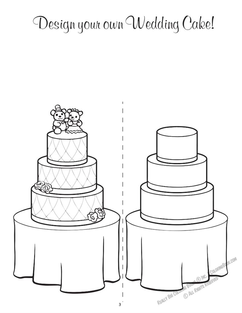 Andrea and Jason Wedding Coloring Page: Decorate the Cake