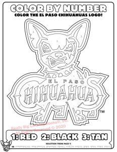 It's Game Day with Chico! El Paso Chihuahuas Coloring Page: El Paso Chihuahuas Logo Color by Number