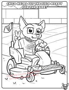 It's Game Day with Chico! El Paso Chihuahuas Coloring Page: Chico helps get the field ready for the game.