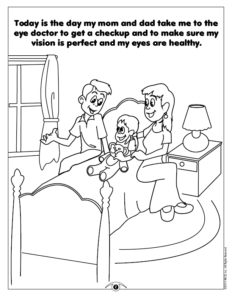 Getting Ready for the Eye Doctor Coloring Page