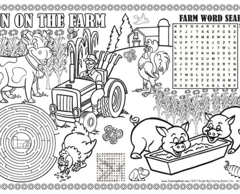 Coloring Placemat Farm Food Fun