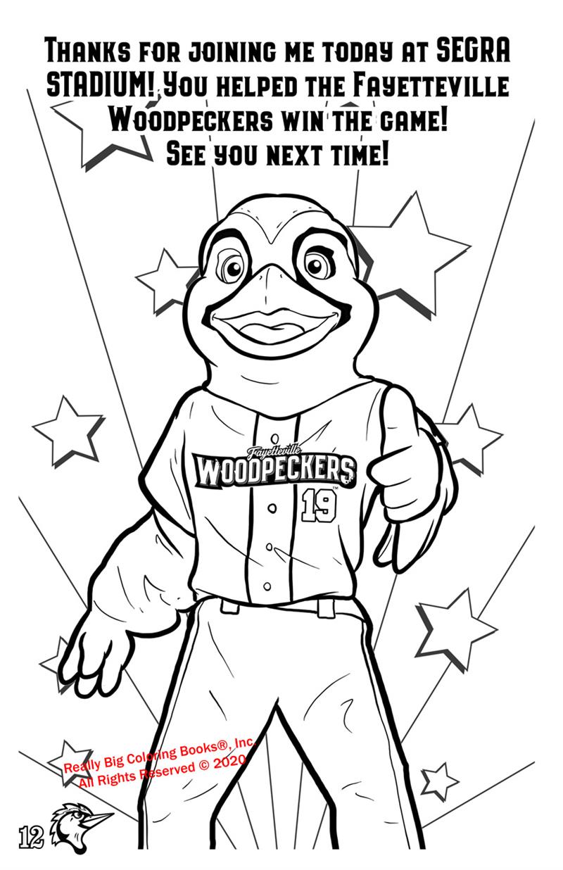 Fayetteville Woodpeckers Bunker's Buddies Coloring Page: Thanks for Joining Bunker at Segra Stadium