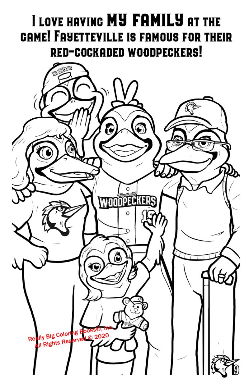 Fayetteville Woodpeckers Bunker's Buddies Coloring Page: Bunker's Family