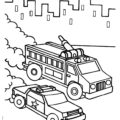 Fire Safety First Response Vehicles Coloring Page