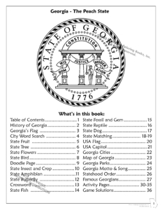Georgia State Coloring Book Table of Contents