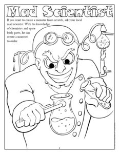 Mad Scientist Halloween Coloring Page