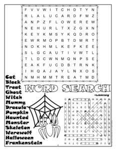 Halloween Word Search Activity Page