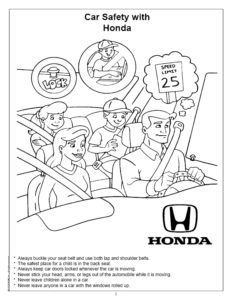 Car Safety with Honda Coloring Page