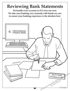 International Finance Bank Coloring Page: Reviewing Bank Statements