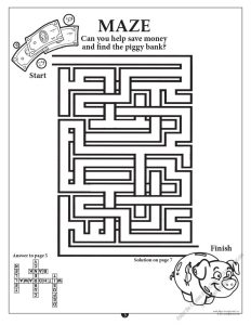 International Finance Bank Coloring Page: Piggy Bank Maze