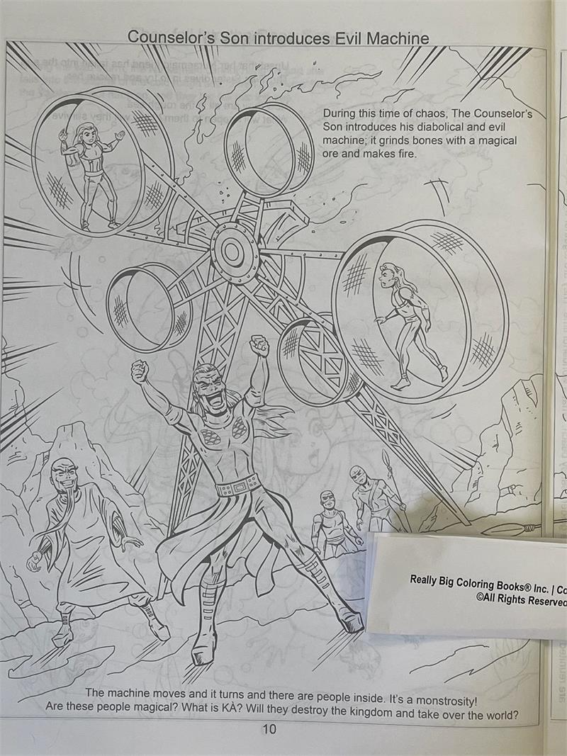 KA’ by Cirque du Soleil Really Big Coloring Book Coloring Page: Counselor's Son Introduces Evil Machine