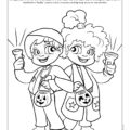 Trick or Treat Safety As A Group Coloring Page