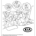 Car Safety with Kia Coloring Page