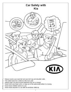 Car Safety with Kia Coloring Page