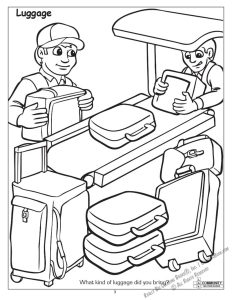 Los Angeles International Airport LAX Coloring Page: Luggage
