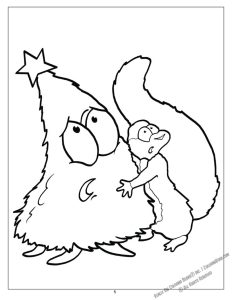 The Littlest Christmas Tree Coloring Page: Douglas and Hilley the Squirrel
