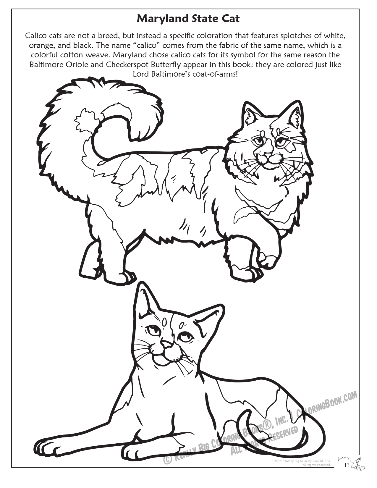 Maryland State Cat Coloring Page