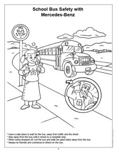 School Bus Safety with Mercedes Benz Coloring Page