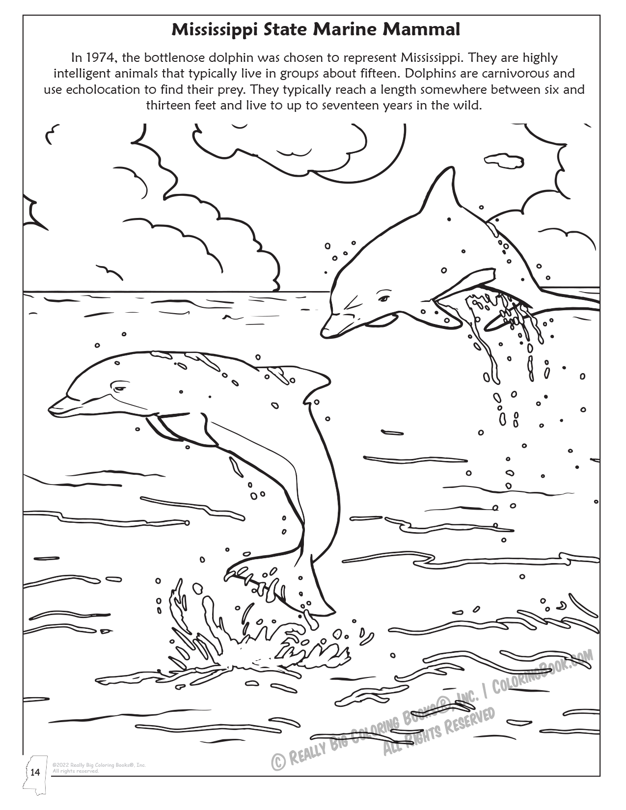 Mississippi State Marine Mammal Coloring Page