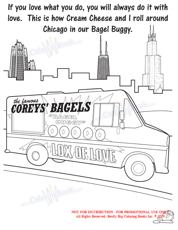 The Famous Corey's Bagels Coloring Page: Corey's Bagel Buggy