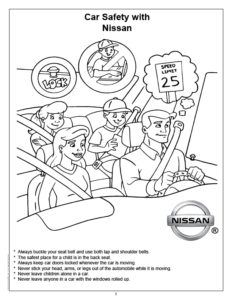 Car Safety with Nissan Coloring Page