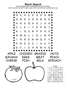 Nutrition Word Search Activity Page