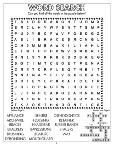 Orthodontic Word Search Activity Page