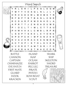 Pirate Word Search Activity Page