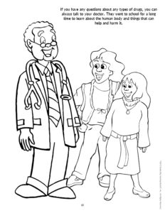 Going to the Doctor Prescription Drug Safety Coloring Page