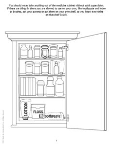 Medicine Cabinet Safety Coloring Page