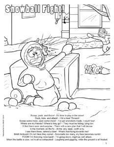 Snow Ball Fight Coloring Page
