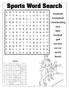 Sports Word Search Activity Page