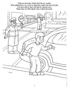 Street Safety Crossing the Street Coloring Page