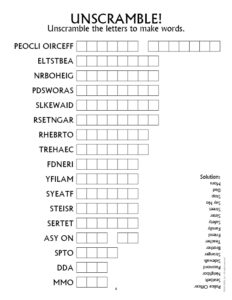 Street Safety Word Unscramble Activity Page